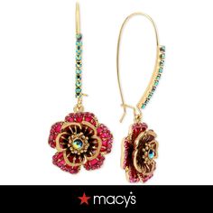 in stock Flower Drop Earrings, Fashion Jewelry Earrings, Crystal Flower, Online Earrings, Mixed Metals, Betsey Johnson, Fashion Watches, Jewelry Watches, Gold Tones