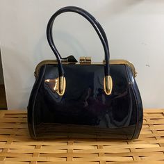 Navy Blue Structured Purse, Gold/Crystal Accents, Nwt Blue Vintage Bag With Gold-tone Hardware, Vintage Blue Bag With Gold-tone Hardware, Blue Party Bags With Gold-tone Hardware, 1920s Purse, Structured Purse, Louis Vuitton Murakami, Steve Madden Wallet, Yellow Purses, Janet Guzman