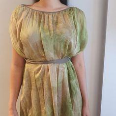 "Plein Sud ethereal fairy dress in 100% silk and earth tones, with beautiful flowy texture Stunning dress that comes in two parts, a green slip dress and another flowy dress with a belt, both in soft silk texture Measurements: Length: 77cm/30.5\" Pit to pit:33cm/13\" Waist:32cm/13\" Perfect condition, no flaws to the item" Green Fairycore Dress For Spring, Spring Green Fairycore Dress, Green Fairycore Dress For Summer, Green Fairy Dress For Spring, Ethereal Fairy Dress For Summer, Ethereal Summer Fairy Dress, Green Silk Bohemian Midi Dress, Green Flowy Silk Midi Dress, Flowy Green Silk Midi Dress