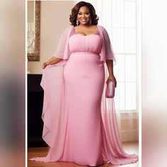 Brand New Elegant Formal Gown. Pink Mother Of The Bride Dresses, Chiffon Maxi Dresses, Grooms Mom, Curvy Wedding, Wedding Tools, Summer Tips, Plus Size Elegant Dresses, Dresses Occasion, Dress Models