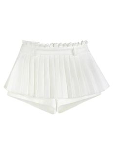 Be ready to ace the court of style in this Kari Pleated Short Skirt. It’s the perfect combo of preppy chic and tantalizingly sexy! Crafted with a luxurious double layer of silk-lined pleats and a sultry mid-thigh length, you’ll look and feel absolutely fabulous! Game, set, chic! Kari Pleated Short Skirt in White Sexy Pleated Tennis Skirt Silk-Lined Double Layer Preppy Culottes Belt Inclueded Alees Fashion Summer - Fall Collection Formal Fitted Mini Skirt With Accordion Pleats, High Waist Fitted Tennis Skirt With Pleated Hem, Chic Short Skirt With Pleated Waist, Fitted Mini Skirt With Ruffles, Formal Mini Pleated Skort, Formal Mini Length Pleated Skort, Elegant Ruffled Skirt For Day Out, Spring Pleated Skirt For Night Out, Pleated Formal Bottoms Short Length