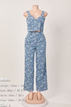 This Pansy Denim Pant Set is a must-have addition to your wardrobe. It's made of quality denim fabric that ensures comfort and durability. It features a unique design that makes you stand out from the crowd. Style it with your favorite accessories for a trendy, fashionable look. Get ready to make a statement! Decoration Zip Up , Pockets Length Floor-Length Style Sexy & Club Fabric Type Denim Material Polyester , Spandex Neckline Strappy Pattern Type Floral Sleeve Length Sleeveless Season Spring Blue Non-stretch Cotton Flare Jeans, Non-stretch Blue Cotton Flare Jeans, Blue Mid-rise Cropped Cotton Jeans, Mid-rise Blue Cropped Cotton Jeans, Spring Blue Cotton Flare Jeans, Trendy Washed Blue Cotton Flare Jeans, Non-stretch Cotton Cropped Jeans For Summer, Trendy Light Indigo Jeans For Spring, Spring Cotton Denim Blue Flare Jeans