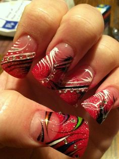 Red 2000s Nails, Look Dont Touch, Trashy Nails, Duck Nails Design, Old School Nails, Japan Outfit Ideas, Ashley Murphy