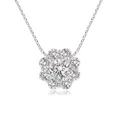 The dazzling diamonds are clustered to form a gorgeous cluster pendant necklace. Each round diamond resembles the petals of a fully bloomed flower. This dainty and feminine flower diamond pendant necklace, crafted in 14K White Gold, is a classic beauty by all means. Choose from different stone qualities (K, I3, I-J, I1-I2, H, SI2, GH VS). Bloomed Flower, Diamond Circle Pendant, Circle Pendant Necklace, Cluster Pendant, Diamond Pendant Necklace, Circle Pendant, Fine Jewellery Necklace, Classic Beauty, Diamond Pendant