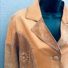 Gorgeous Vintage Jacket! Measurements: Pit To Pit: 20.5” Length: 25” Vintage Hand-stitched Outerwear For Fall, Vintage Hand-stitched Long Sleeve Outerwear, Hand-stitched Long Sleeve Outerwear For Fall, Vintage Jacket, Leather Jackets, Leather Jacket, Jackets For Women, Jackets & Coats, Leather