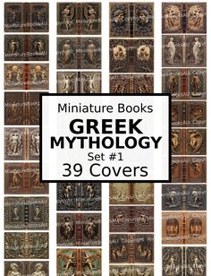 the book cover for miniature books greek mythology set 1, 39 covers by various authors