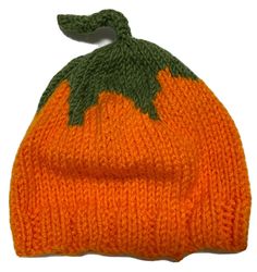 Infant Knit Hat  Halloween Costume  Pumpkin Beanie  0-6 Months Adjustable Novelty Hats For Fall, Novelty Knitted Beanie One Size, Novelty Knitted Beanie, Hand Knitted Beanie One Size As Gift, Hand Knitted Beanie Gift, Halloween One Size Beanie Cap, One Size Hats For Fall Gift, Handmade Halloween Beanie Hat, Handmade Hats For Fall Gifts