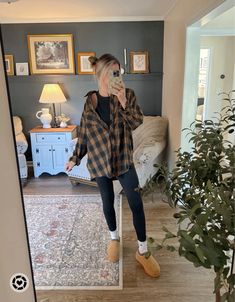 Megan Post on LTKit Flannel Lounge Outfit, Mom Fashion Casual, Winter Outfits Mom Style, Casual Athleisure Outfits Winter, Carhartt Fashion Woman, Cold Weather Spring Outfits Casual, Outfit Ideas Mom Style, Mum Outfits Mom Style Winter, Country Flannel Outfits