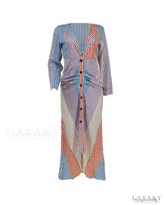 Lasaky - Gathered shirt dress with rolled up sleeves and striped print Striped Shirt Dress For Summer Day Out, Striped Cotton Beach Shirt Dress, Casual Multicolor Dress With Vertical Stripes, Casual Multicolor Dresses With Vertical Stripes, Striped Cotton Shirt Dress For Beach, Casual Multicolor Striped Dresses, Casual Multicolor Vertical Stripe Dresses, Striped Shirt Dress For Summer, Casual Striped Long Sleeve Shirt Dress