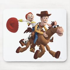 two cartoon characters riding on the back of a horse