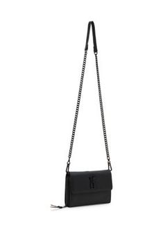 Complete with a coin pouch, this crossbody is designed with a bold Steve Madden logo. | Steve Madden Cropped Crossbody, Black Coin Pouch, Steve Madden, Coin, Pouch, ? Logo, Black