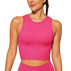 PRICES MAY VARY. Padded sports bra with removable pads for convenient adjustment. Made with high-quality nylon material with an added spandex elastic fiber which is thick but soft, sweat-wicking and not to shrink. This sleeveless crop top is pullover designed with no clasps or hooks, well constructed and seamed to be durable.High neck for added coverage. Yoga bra combine fashion, function and performance. Suitable for yoga, Pilates, fitness and any other types of exercises and workouts, or as th Best Sports Bras, Pilates Fitness, Workout Tops For Women, Yoga Tank, Workout Crop Top, Yoga Tank Tops, Lounge Lingerie, Padded Sports Bra, Workout Running