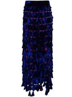 purple velvet layered design laser-cut detail cut-out detailing rear zip fastening ankle-length asymmetric hem Maxi Skirt Blue, Layered Design, Purple Velvet, Straight Skirt, Layers Design, Asymmetric Hem, A K, Ankle Length, Womens Bottoms