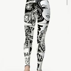 New Modern Art Leggings Take It To The Next Level In Style. Waist Size: 29.9 Inch, Hip Size: 35.9 Inch, Bottom > Length: 38.2 Inch, Inseam Length: 28.8 Inch Fitted Graphic Print Leggings For Streetwear, White Leggings For Streetwear, White Stretch Leggings For Streetwear, Fitted White Graphic Print Pants, Modern Art Black And White, Black And White Leggings, Art Black And White, White Leggings, Art Black