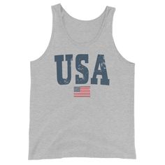 Gear up for summer holidays with our vintage style USA unisex tank -- great for men or women! Graphic is distressed for that instant vintage vibe. Youth sizes here: https://www.etsy.com/listing/1024874437/kids-usa-shirt-retro-usa-t-shirt-youth?ref=shop_home_active_2&pro=1&frs=1 Looking for more 4th of July gear? Check these out: https://www.etsy.com/shop/TheGraphicPeach?ref=seller-platform-mcnav§ion_id=33390667 Our shop uses direct-to-garment printing to make our products. The design ink Casual 4th Of July Tank Top With Letter Print, Patriotic American Flag Tank Top For Summer, Casual 4th Of July Flag Print Tank Top, Casual 4th Of July Graphic Print Tank Top, Casual 4th Of July Graphic Tank Top, Casual American Flag Print Tank Top, American Flag Sleeveless Tank Top For Summer, Casual Graphic Print Tank Top For 4th Of July, Vintage American Flag Print Summer Top