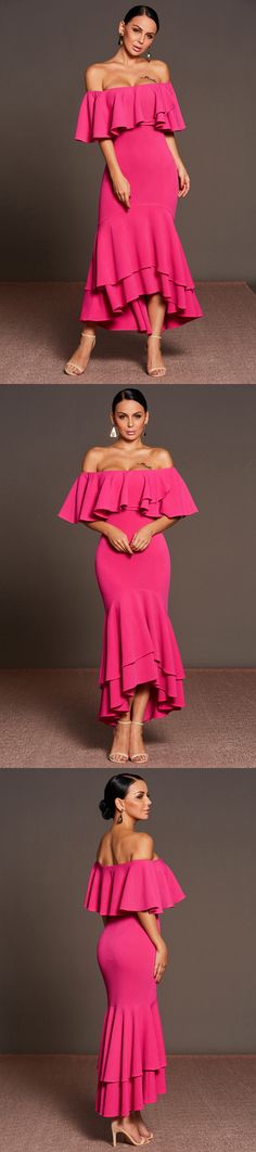 2019 Mermaid Boat Neck poliéster vestidos de baile asimétrico