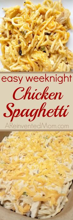 an easy weeknight chicken spaghetti recipe is ready in minutes and it's so delicious