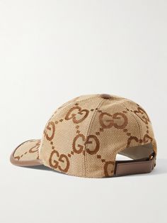 Gucci's baseball cap is woven with an oversized version of the iconic 'Rhombi' logo, which has been around for decades but is still as popular today. It's been made in Italy from canvas and trimmed with brown leather along the edge and back tab. Gucci Cap, Shop Gucci, Gucci Collection, Cap For Men, Brown Texture, Gucci Leather, Gucci Accessories, Brown Canvas, Mr Porter