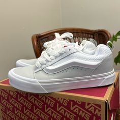 Brand New Never Worn Vans Knu Skool Sneakers Size 8 Women’s Aesthetic Tennis, Gray Vans, Old Skool Platform, Disney Vans, Ladies Tennis, Red Vans, Shoes Vans, Nike Tennis Dress, Swim Shoes