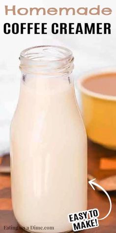 homemade coffee creamer recipe in a glass jar