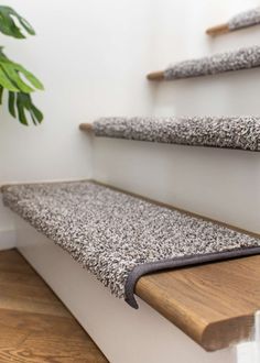 the carpeted stair treads are clean and ready to use