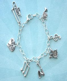 band player charm bracelet - Jillicious charms and accessories - 1 Music-themed Silver Metal Jewelry, Silver Music-themed Metal Jewelry, Nickel-free Silver Novelty Charms, Novelty Personalized Silver Charms, Symbolic Charm Bracelet With Dangling Charms, Adjustable Metal Music-themed Jewelry, Symbolic Dangle Bracelets With Charms, Symbolic Sterling Silver Charm Bracelets, Themed Silver Metal Charms