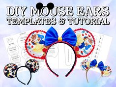 the mickey mouse ears and headbands are shown with instructions for how to make them