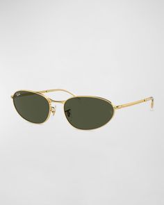 RayBan "0rb3734" thin oval sunglasses in metal     Lens/bridge/temple (in mm): 5618145    Solid lenses; logo on corner     High nose bridge     Adjustable nose pads     Logo on temples     Thin, tapered arms     Capped earpieces     100% UVA/UVB protection    Made in Italy Ray Ban Oval Sunglasses, High Nose Bridge, Sleek Sunglasses, Classic Glasses, Pinterest Ideas, Stylish Glasses, Bday Girl