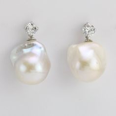 Baroque pearl earrings,large pearl earrings,jumbo flameball pearl earrings,natural white pearl earri Violet Summer, White Pearl Jewelry, Large Pearl Earrings, White Pearl Earrings, Pearl Necklace Designs, White Pearl Earring, Earrings Big, Baroque Pearl Earrings, Earrings Large