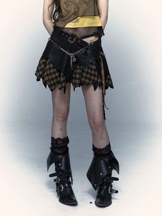 Elevate your alternative style with our Gothic black plaid punk rock handkerchief hem skirt. This unique skirt features a striking black plaid pattern that exudes a bold and edgy vibe. The handkerchief hem adds a touch of drama and movement to your look, making it perfect for expressing your individuality.  Crafted from high-quality materials, this skirt is designed to make a statement and stand the test of time. The punk rock-inspired design adds a rebellious touch to your wardrobe, making it a Handkerchief Hem Skirt, No Romance, Dark Rock, Unique Skirts, Retro Punk, Patchwork Skirt, Style Punk, Handkerchief Hem, Hem Skirt