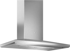 a stainless steel range hood on an isolated white background