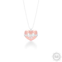 TLC Heart Pendant Our dainty Heart Pendant is handcrafted in two parts. Satin-finished gold heart, wrapped in a high-polished, juicy bow accent. Heart necklaces are The Perfect Present for any special occasions and just because. DETAILS & DESCRIPTION • Material: Satin Finished Rose Gold • Bow Material: Bright White Gold • Heart in Diameter: ~ 19.00 mm HELP * Free Silver chain option available for 18" chain only. Award Winning Jewelry, Boca Raton Florida, Heart Necklaces, Jewelry Studio, Gold Heart, White Rose Gold, Heart Of Gold, Heart Necklace, Bright White