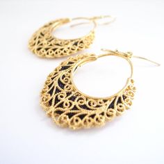 GresianChic FilligreeEarrings UniqueHandmadeJewelry | Etsy Gold-plated Filigree Hoop Earrings, Gold Plated Filigree Hoop Earrings, Brass Filigree Hoop Earrings For Wedding, Brass Filigree Hoop Earrings, Brass Filigree Dangle Hoop Earrings, Ornate Gold Brass Hoop Earrings, Gold Filigree Hoop Jewelry, Small Hoop Gold Filigree Earrings, Handmade Elegant Gold Hoop Earrings