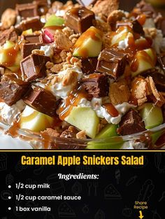 caramel apple snickkers salad recipe with ingredients