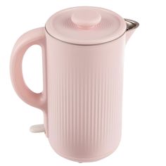 a pink tea pot with a lid and handle is shown in front of a white background