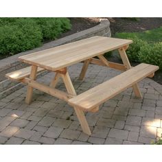 Creekvine Design Cedar Park Style Picnic Table with Attached Benches Picnic Table 4 ft / Unfinished Outdoor Wood Table, Cedar Table, Picnic Table Plans, Wooden Picnic Tables, Bar Patio, Picnic Tables, Outdoor Picnic Tables, Outdoor Restaurant, Outdoor Wood