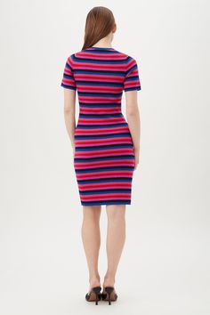 NIJINSKI SWEATER DRESS Knee-length Ribbed Bodycon Sweater Dress, Trendy Ribbed Knee-length Midi Dress, Striped Ribbed Bodycon Dress, Summer Ribbed Short Sleeve Bodycon Dress, Casual Ribbed Midi Bodycon Dress, Striped Ribbed Fitted Bodycon Dress, Summer Ribbed Bodycon Dress With Short Sleeves, Stretch Ribbed Bodycon Dress With Short Sleeves, Casual Crew Neck Bodycon Dress