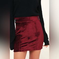 Size 29 Burgundy Red Velvet Kimora Velvet Skirt Red Velvet Skirt, Army Green Skirt, Mini Wrap Skirt, Gold Skirt, Flared Mini Skirt, Green Mini Skirt, Velvet Mini Skirt, Free People Skirt, Sequin Mini Skirts