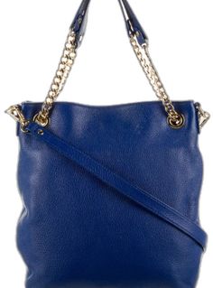 Blue Tote Shoulder Bag With Chain Strap, Blue Shoulder Bag With Chain Strap For Shopping, Chic Blue Bucket Bag With Gold-tone Hardware, Blue Crossbody Bucket Bag For Errands, Blue Travel Bag With Chain Strap, Blue Bucket Shoulder Bag With Gold-tone Hardware, Blue Travel Bucket Bag With Gold-tone Hardware, Michael Kors Crossbody Bag, Michael Kors Crossbody