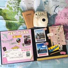 Creative Travel Journal Ideas For All Travel Book, Journal Ideas, York City, New York City, Scrapbooking, Map, New York, Travel