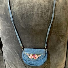 Blue Denim Crossbody Purse. Never Used. Hand Sewn Flowers. Spring Denim Jeans For Everyday Use, Sewn Flowers, Denim Crossbody, Cute Purse, Cute Purses, Body Color, Crossbody Purse, Hand Sewn, Purses Crossbody