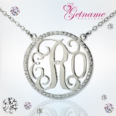 circle monogram necklace with birthstone #fashion #weddinggifts @gifs Circle Monogram, Monogram Necklace, Necklace Sterling Silver, Birthstone, Wedding Gifts, On Sale, Monogram, Street Style, Pendant Necklace