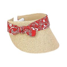 Small Heads Straw Bandana Band Visor with Coil Closure - Sunny Dayz™ Visor Cap Sun N Sand Hats HK227A Red Small Head, Cotton Bandanas, Visor Cap, Sun Visor, Wide Bands, Lace Closure, Right Side, Medium Size, Sunnies