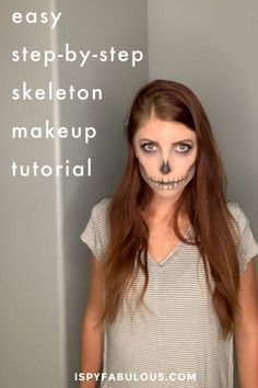 Skeleton Makeup For Kids Easy, Skeleton Costume Women Makeup Easy, How To Do Skeleton Face Makeup, Bottom Half Skull Makeup, Easy Skeleton Face Makeup Tutorial, Easy Diy Skull Makeup, Easy Skull Face Makeup, Simple Skull Makeup Tutorial, Painted Skeleton Face