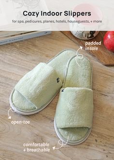 Cute, soft, + comfortable slippers with an open-toe design can be used at home, hotels, spa, and other places. They're lightweight, easy to pack + to travel with. 2 sizesMedium length: 10.5" (27 cm)Large length: 11.4" (29 cm) 🏆 Premium plush fleece 😌 Comfortable + breathable🦶 Open-toe design🧇 Textured sole to prevent slipping💪 8 mm thick EVA bottom + Wear-resistant Wash Cloth Slippers, Plush Slippers, Comfortable Slippers, Toe Designs, Texture Design, Open Toe, Slippers, At Home, Spa