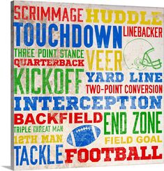 a football poster with the words to play for in each team's colors and numbers