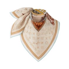 LOUIS VUITTON® - Malles Merveilleuses Square 90 - Beige Monogram Backgrounds, Louis Vuitton Paris, Luxury Silk Scarves, Louis Vuitton Official Website, Travel Stickers, Bandeaus, Louis Vuitton Official, Signature Look, Artistic Designs