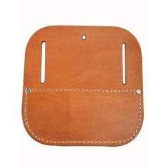 a brown leather case with two holes in it