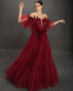 Details: -Tulle fabric and lace -Persian plum colour -A-line with waist definition -For special occasions Purple Mermaid Dress, Reception Dress Short, Debut Gowns, Teuta Matoshi, Burgundy Evening Dress, A Line Evening Dress, Evening Party Gowns, Burgundy Prom Dress, Princess Dresses