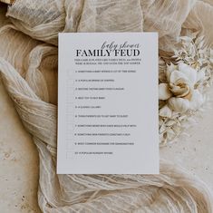 a family fluid checklist sitting on top of a table